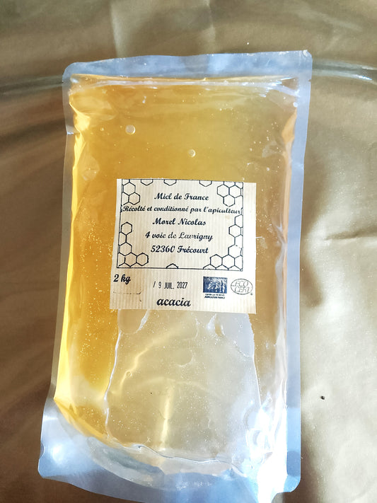 miel d'acacia bio en écorecharge de 2 kilos