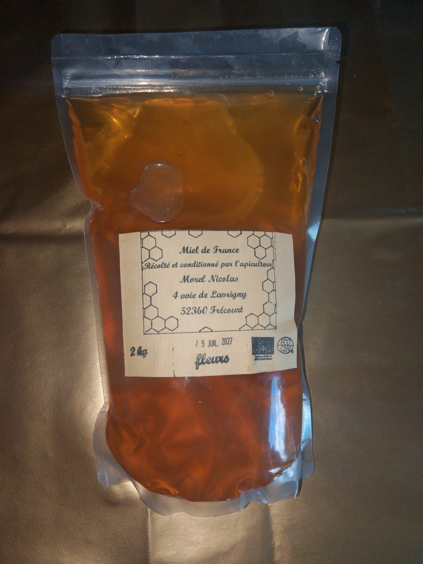 miel de fleurs bio en écorecharge de 2 kilos